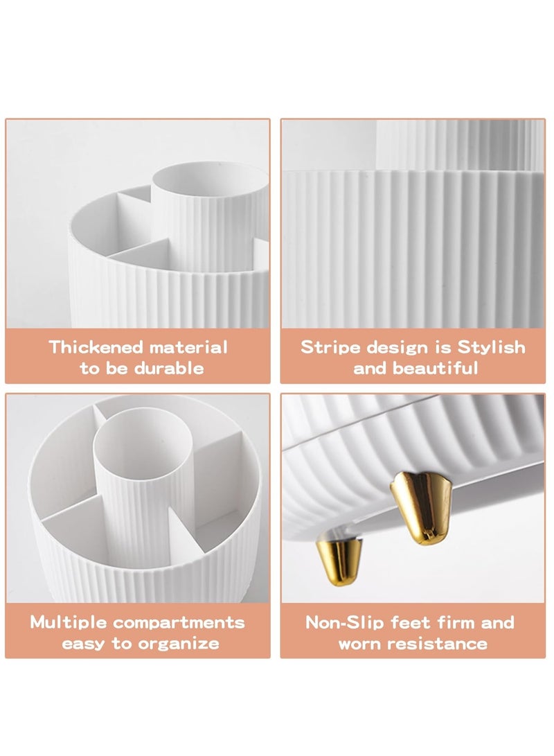 عربست علبة مستحضرات تجميل، منظم مستحضرات تجميل دوّار 360 درجة، منظم مستحضرات تجميل، خزانة ملابس، سطح مكتب، تنظيم مكياج الحمام وتخزين منتجات العناية بالبشرة (أبيض) - Image 3