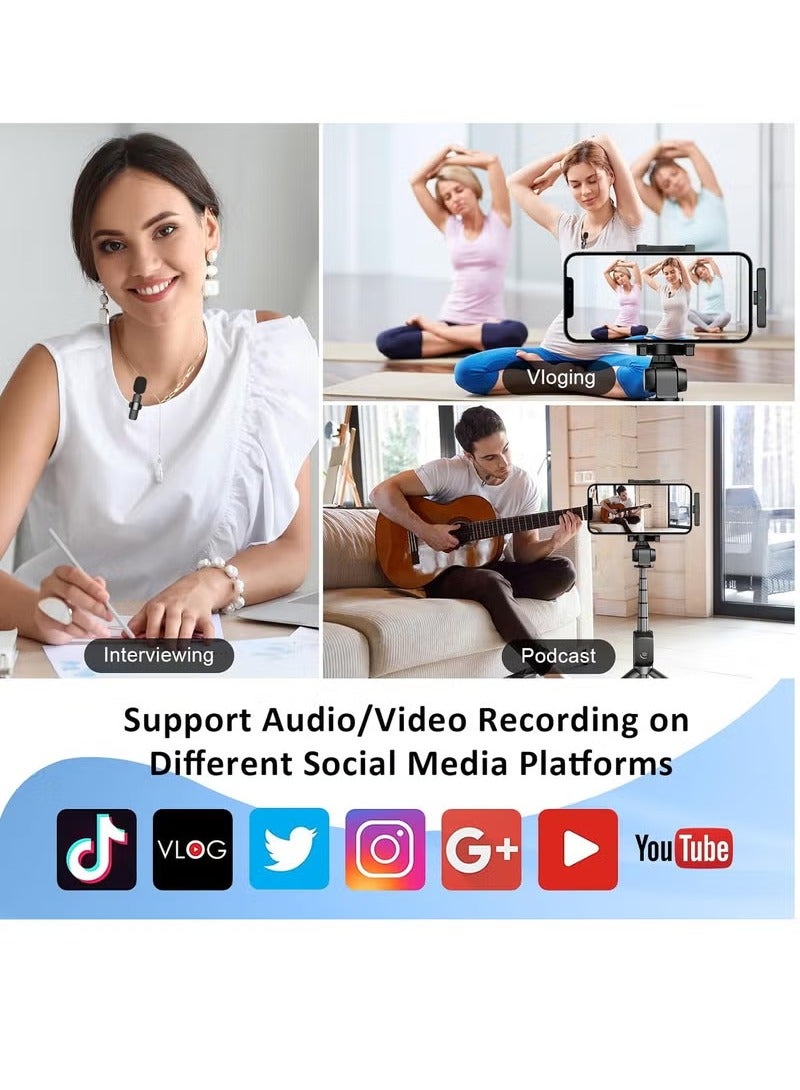Wireless Lavalier Microphone for Type-C Phone- Plug-Play Wireless Mic with 2 Microphone for USB-C Android Phone and iPhone Video Recording- Interview- Vlog- Auto Sync and Noise Reduction- 2.4 GHZ