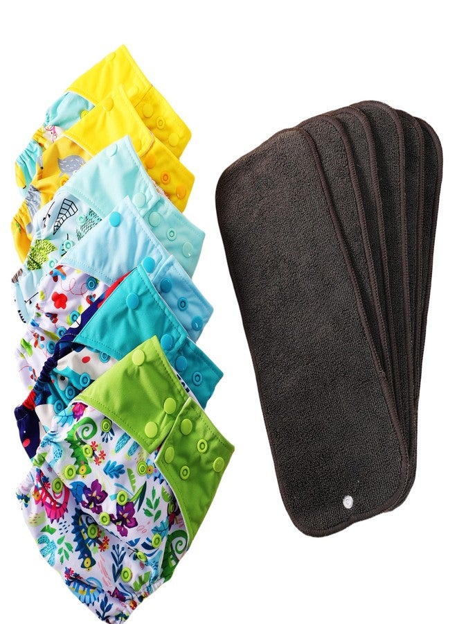 Asenappy Cloth Diapers 6 Pack with 6 Inserts & 1 Wet Bag - Waterproof Cover, Washable, Reusable & One Size Adjustable Pocket Diapers for Newborns and Toddlers (Bear Set) - Image 1