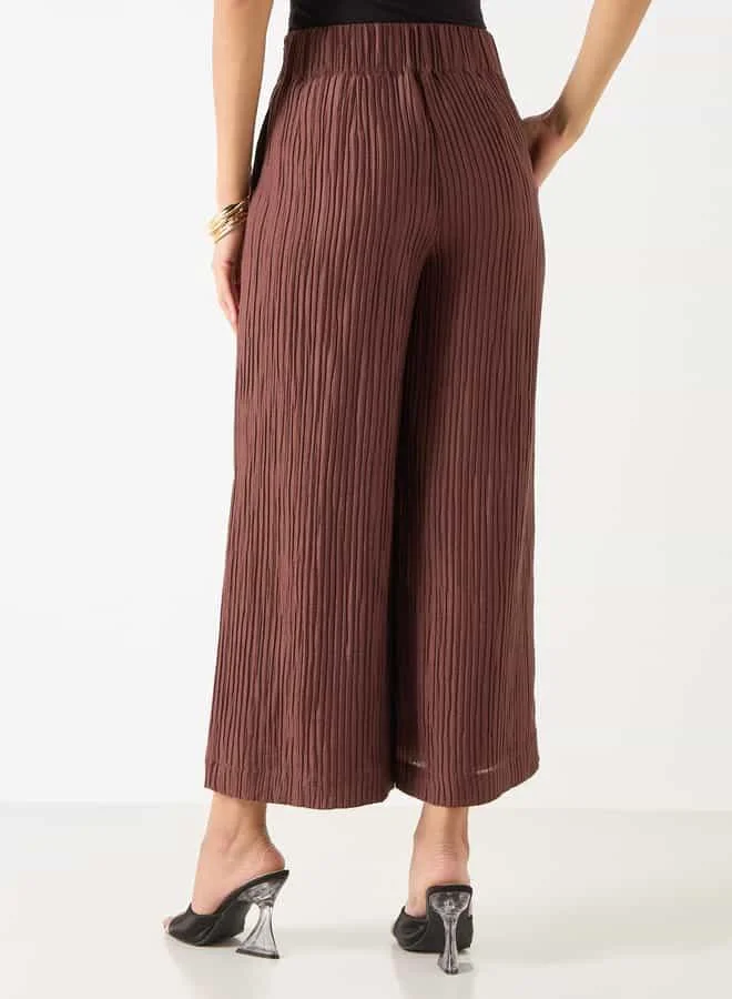 Iconic Iconic Pleated Wide Leg Pants with Elasticated Waistband