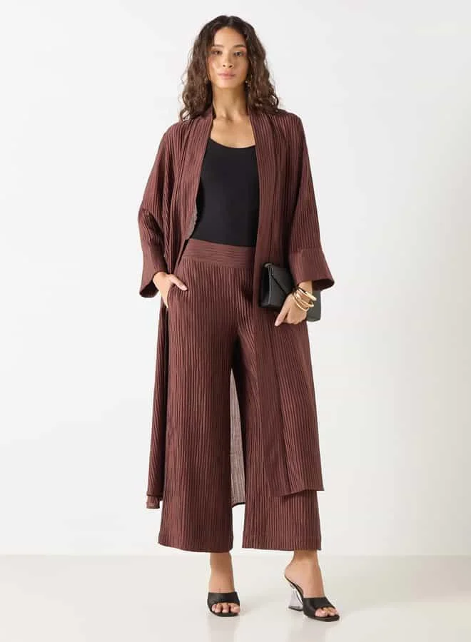 ايكونيك Iconic Pleated Wide Leg Pants with Elasticated Waistband