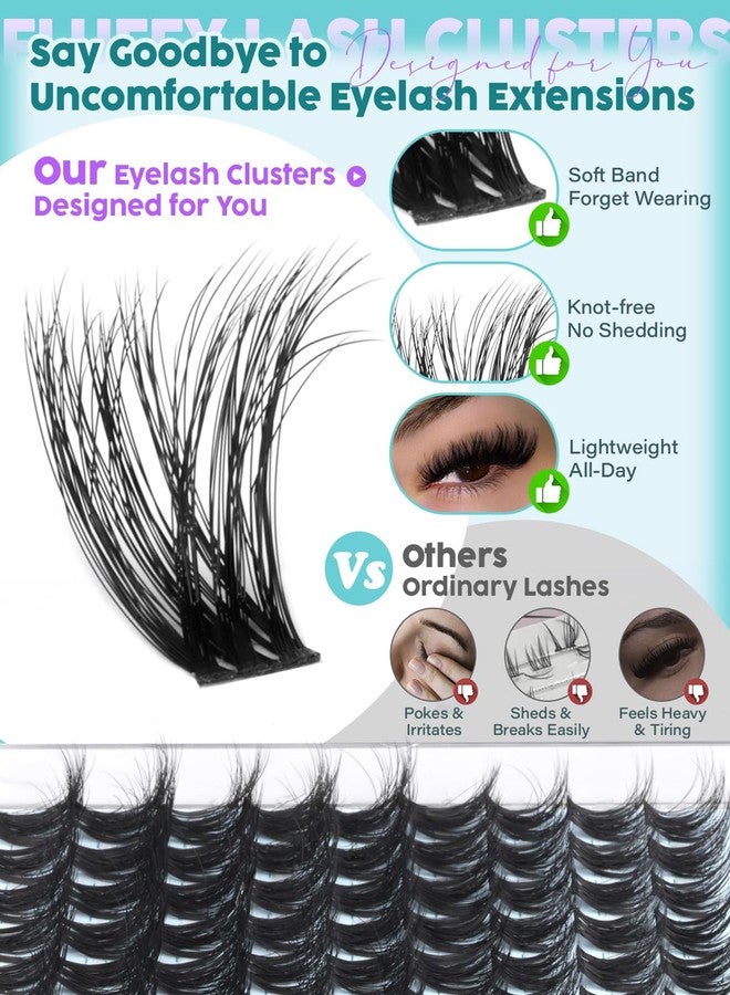 wiwoseo Fluffy Lash Clusters 12-14-16mm Cluster Eyelash Extensions Wispy Eyelash Clusters C Curl Cluster Lashes DIY Individual Lashes Soft Thin Band Lash Extensions by Wiwoseo - Image 3