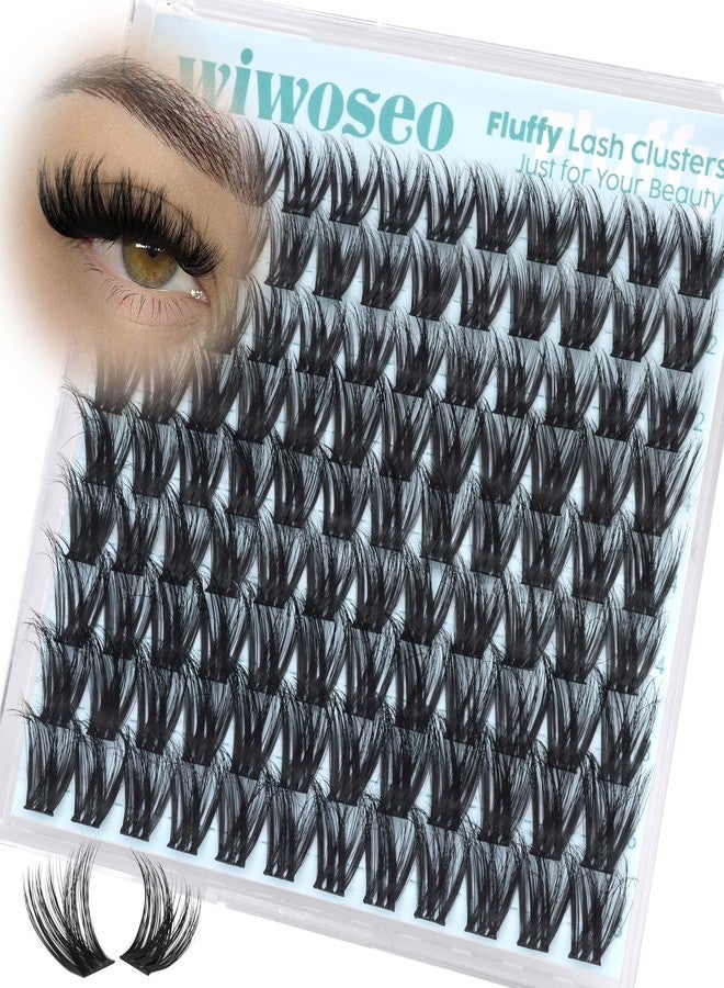 wiwoseo Fluffy Lash Clusters 12-14-16mm Cluster Eyelash Extensions Wispy Eyelash Clusters C Curl Cluster Lashes DIY Individual Lashes Soft Thin Band Lash Extensions by Wiwoseo - Image 1