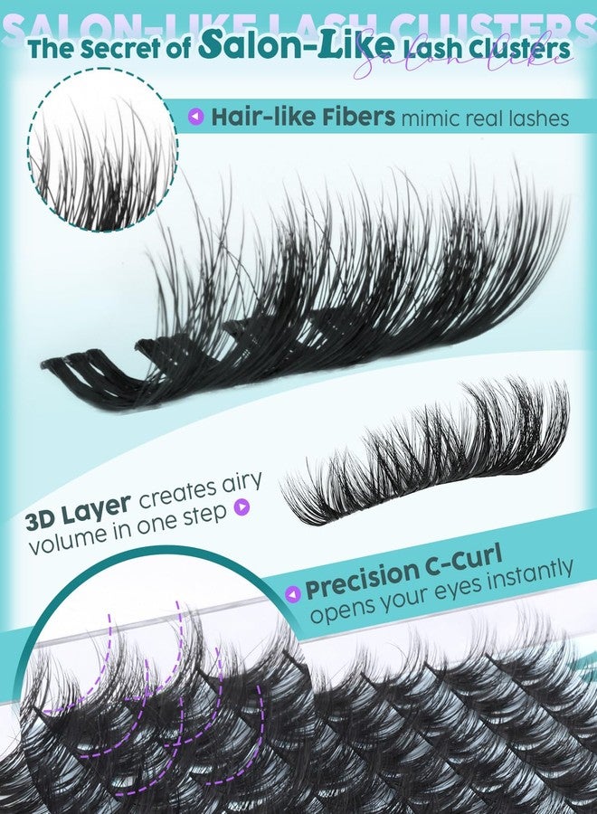 wiwoseo Fluffy Lash Clusters 12-14-16mm Cluster Eyelash Extensions Wispy Eyelash Clusters C Curl Cluster Lashes DIY Individual Lashes Soft Thin Band Lash Extensions by Wiwoseo - Image 2