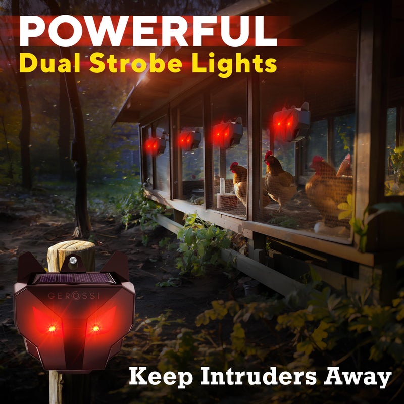 GEROSSI Solar Nocturnal Animal Repeller 4 Pack - Effective Repellent Device for Coyote, Deer, Fox, Raccoon, Skunk - Powerful Outdoor Coyote Deterrent - Predator Lights for Chicken Coop, Farm, Yard, Garden - Image 3
