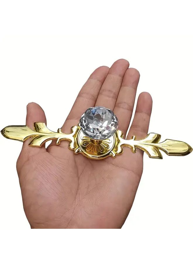 Antique Brass 6 Pack Crystal Drawer Pulls 4 7inch Length With Plate Design - Image 3