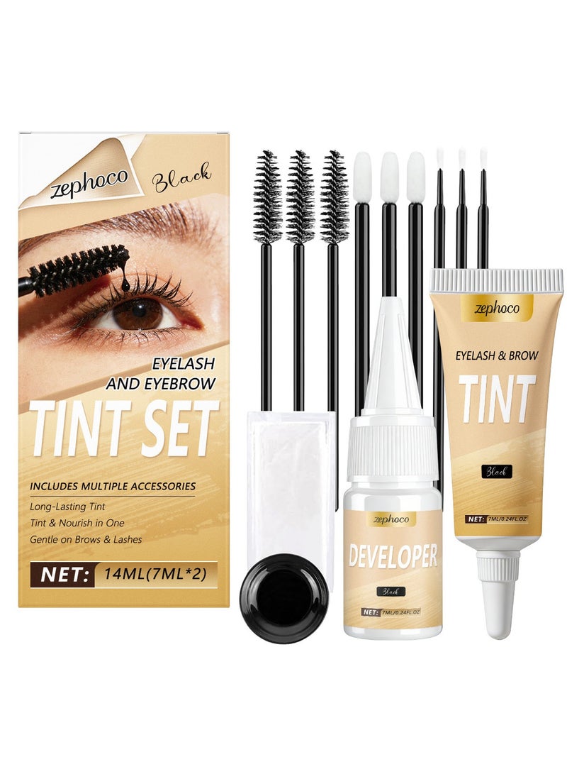 zephoco Eyelash & Eyebrow Tint Kit, Instant Eye Brow Tint Set, Eyebrow Dye Kit for DIY, Easy to Use for Beginner, Natural Results, صبغة حواجب (light brown) - Image 1