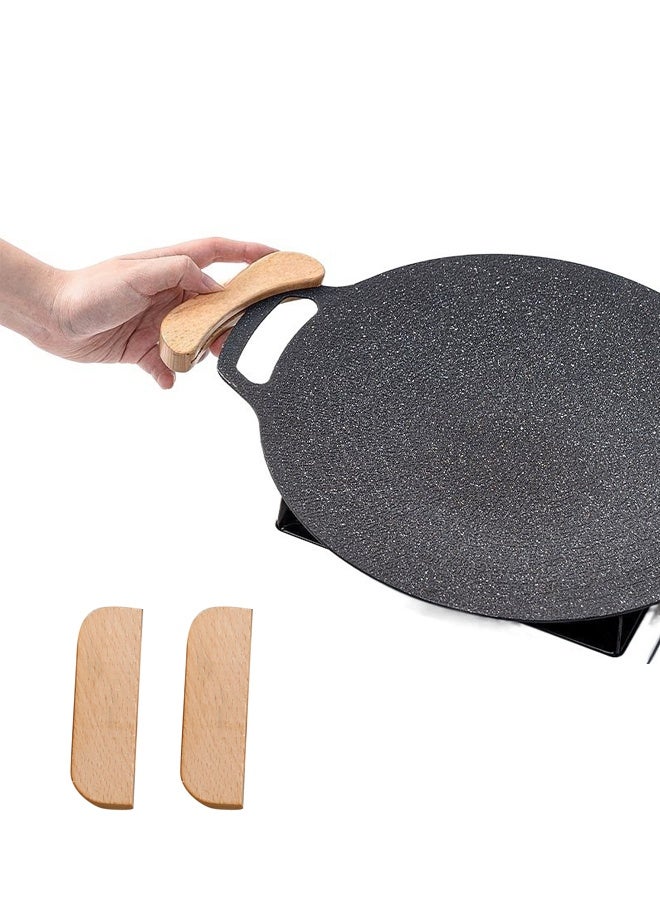 هومستر مقلاة الشواية مع طلاء غير لاصق ، 30cm مستدير الحديد الزهري مقلاة الشواية مع حاملين خشبيين ، متوافقة مع الاستقراء ، موقد الغاز ، طابق الطبخ الكهربائي ، الشواية في الداخل أو الهواء الطلق - Image 3