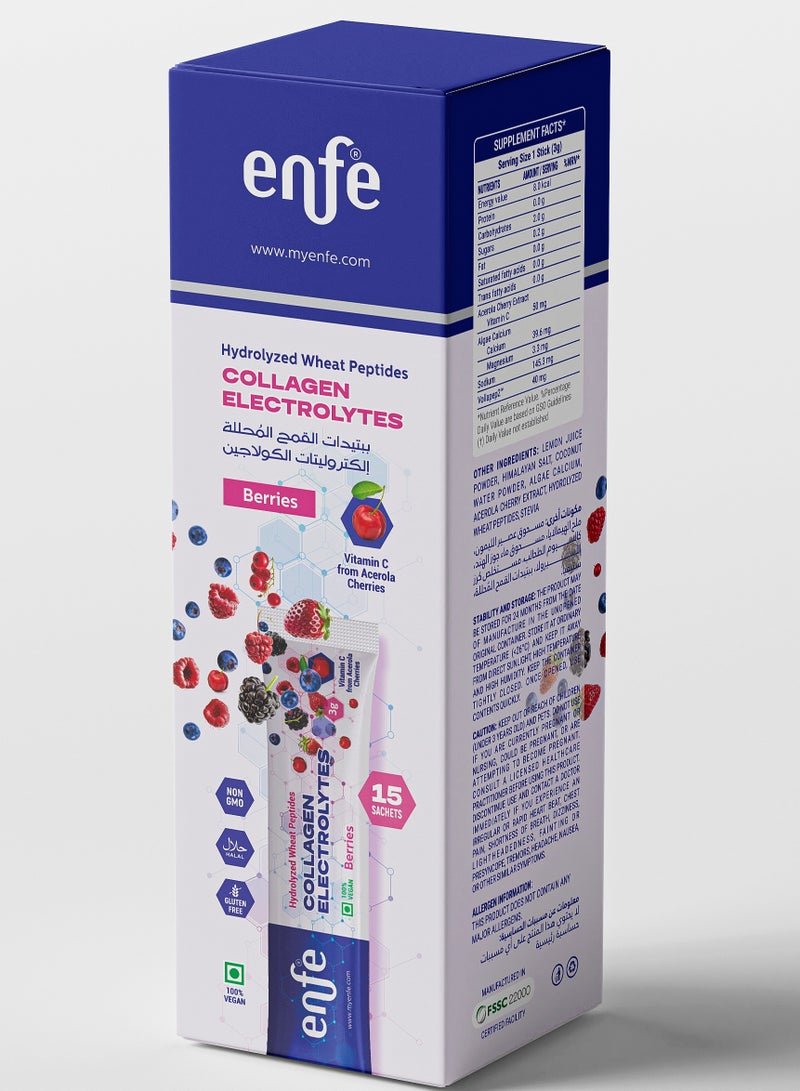 ENFE Collagen Electrolytes | Berries Flavor | Vitamin C | Pack of 15 Sachet - Image 2