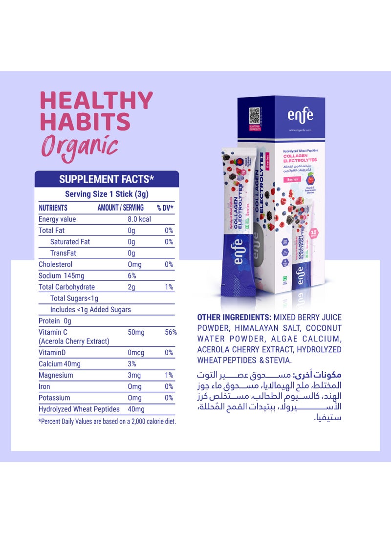 ENFE Collagen Electrolytes | Berries Flavor | Vitamin C | Pack of 15 Sachet - Image 5