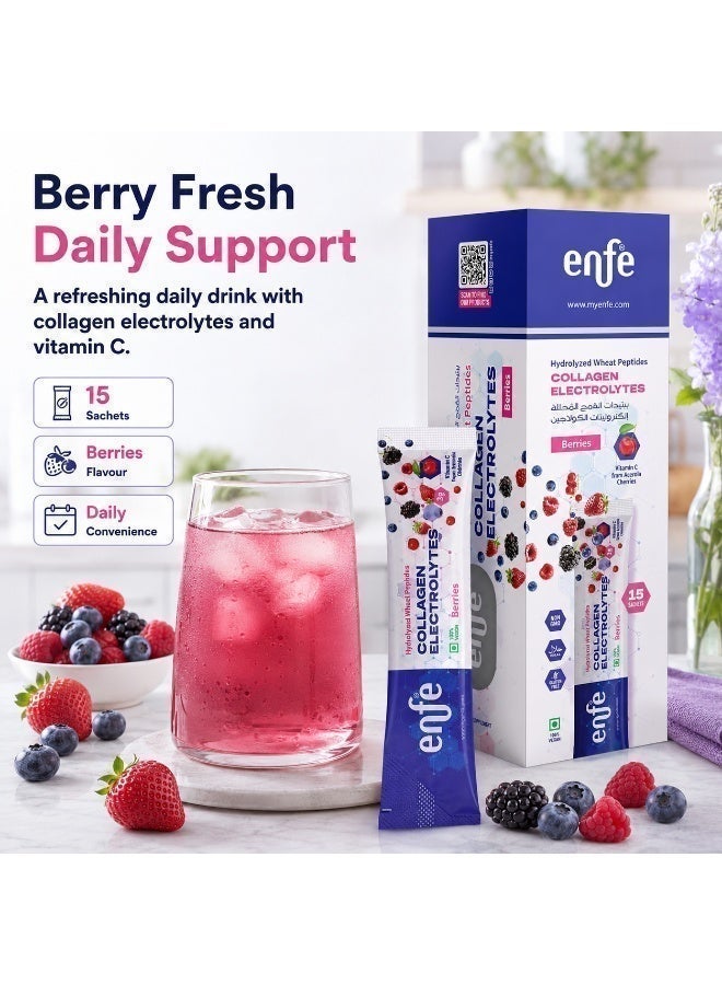 ENFE HON Foods Plant-Based Collagen Electrolytes | Wheat Peptides + Vitamin C | Wild Berry | Skin & Hydration | 15 Sachets | Contains Wheat - Image 3