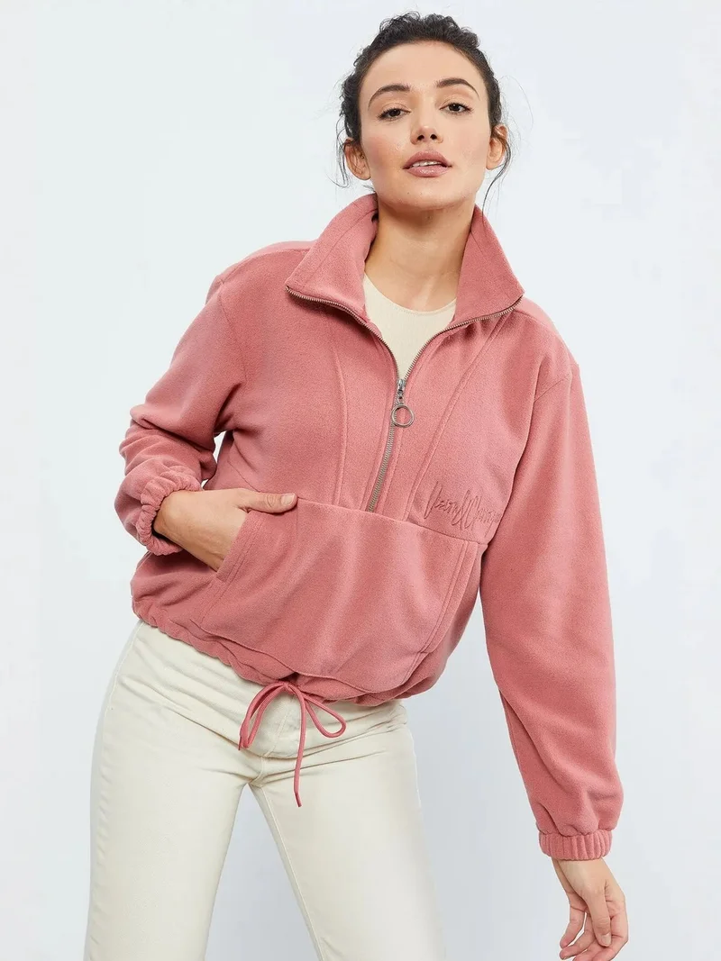 تومي لايف TOMMY Oversized Half-zip Plush Sweatshirt