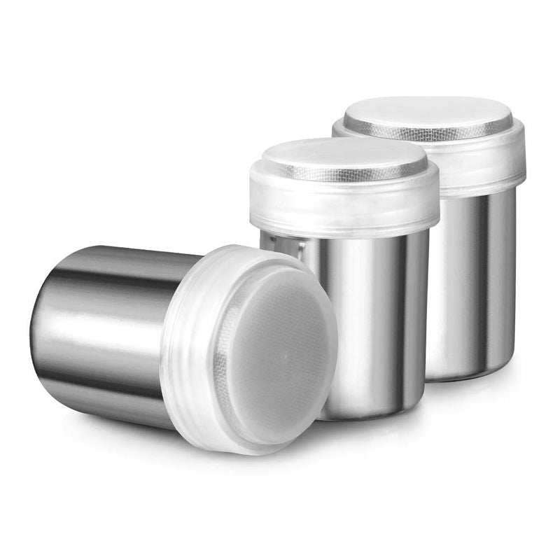 accmor Accmor 3 Pack Powdered Sugar Shaker Duster with Lid Cinnamon Shaker Flour Sifter Fine Mesh Stainless Steel Dredge for Baking Soda Flour Cinnamon Cocoa