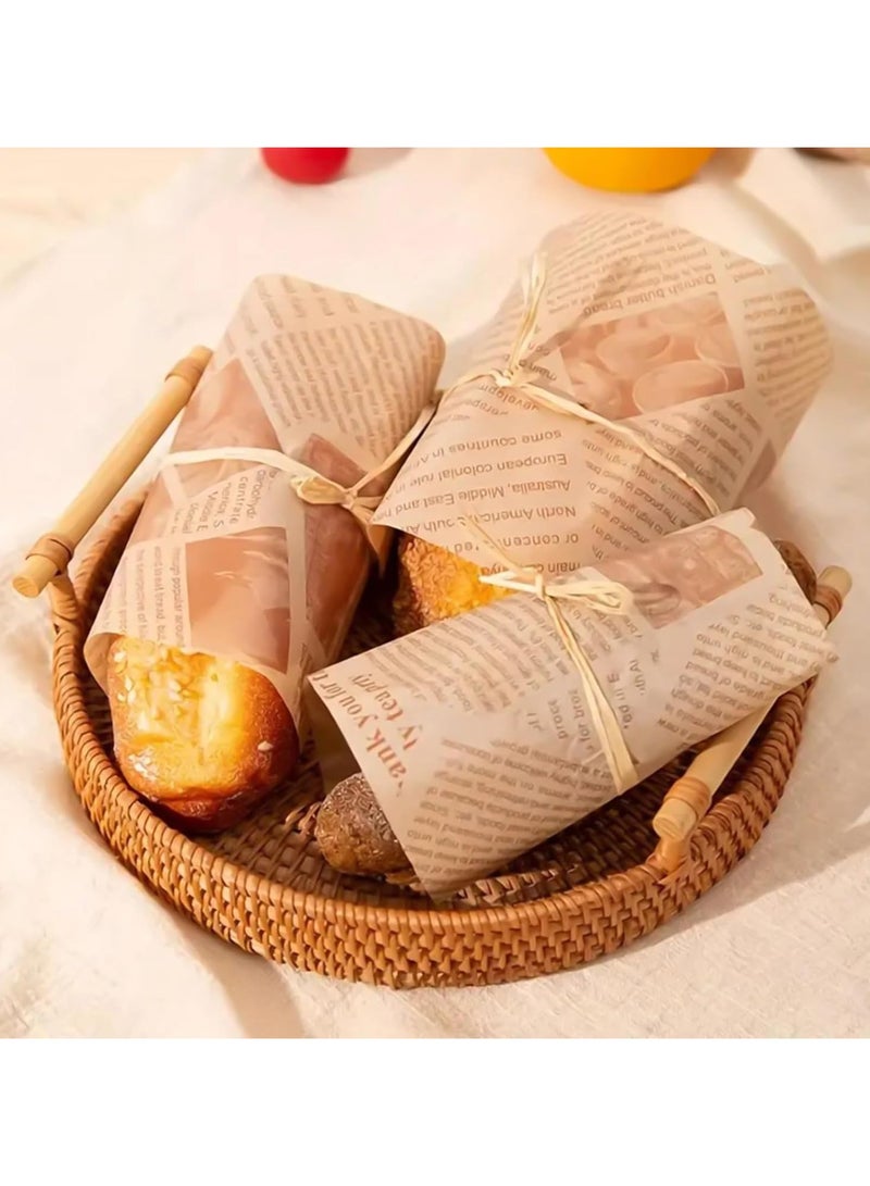 CMGTYYD 200 Pcs Greaseproof Paper Sheets, 7 x 7 Inch Food Burger Paper, Baking Wrapping Sheets, Old Newspaper Style Grease Proof Wrap for Food Basket & Plate Liners Bread Sandwich Pizza and French Fries - Image 5