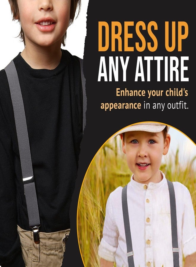 HOLD'EM Suspenders for Kids - 1 Inch Suspender Perfect for Tuxedo - Grey (22") - Image 3