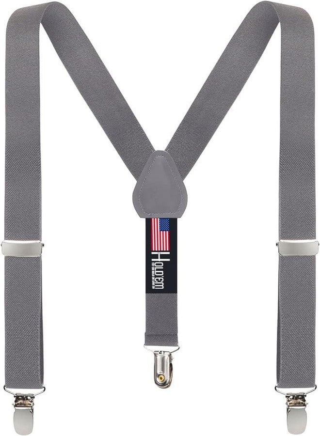HOLD'EM Suspenders for Kids - 1 Inch Suspender Perfect for Tuxedo - Grey (22") - Image 1