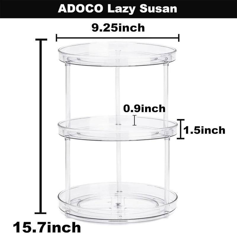 Adoco 3 Tier Lazy Susan Bathroom Organizer - 9.25 Inch Clear Makeup Organizer with Skincare and Perfume Storage for Countertop - Image 5