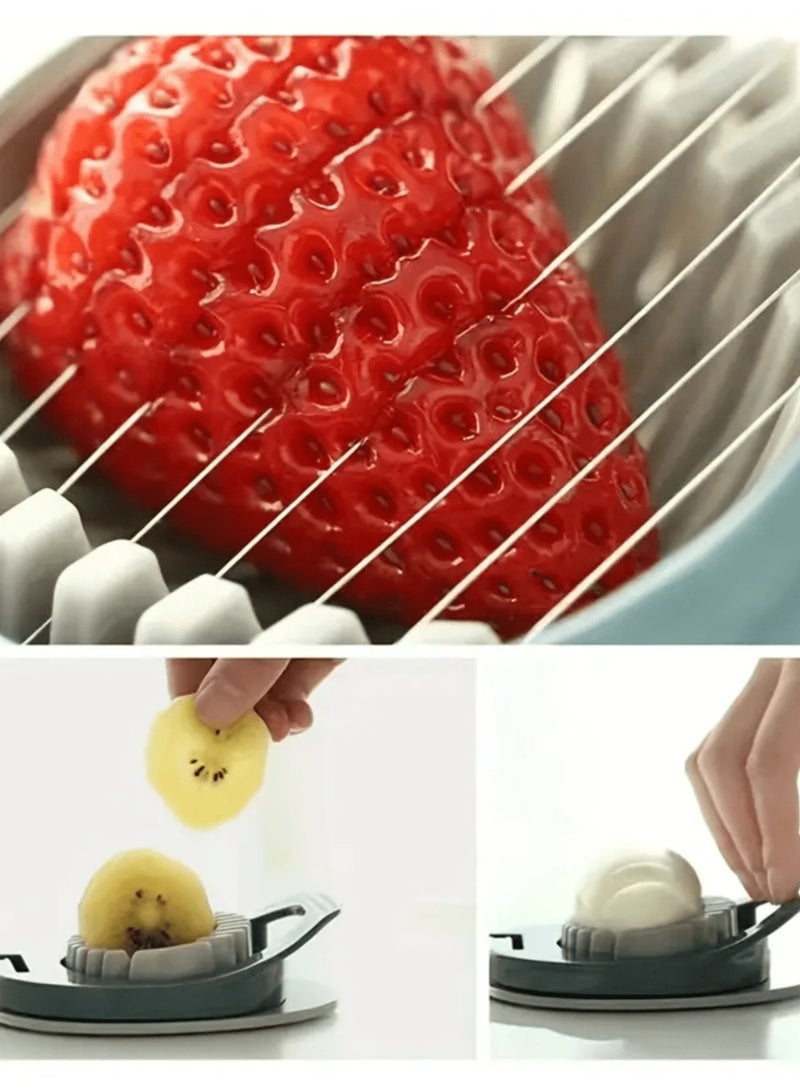 Fasola Egg Slicer, Stainless Steel Wire Egg Cutter for Hard Boiled Eggs and Soft Fruits, Compact Kitchen Tool with Ergonomic Handle (Gray-Green) - Image 3