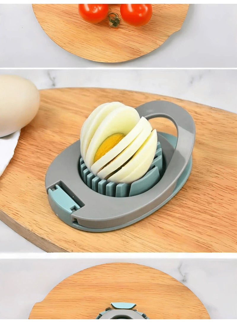 Fasola Egg Slicer, Stainless Steel Wire Egg Cutter for Hard Boiled Eggs and Soft Fruits, Compact Kitchen Tool with Ergonomic Handle (Gray-Green) - Image 4