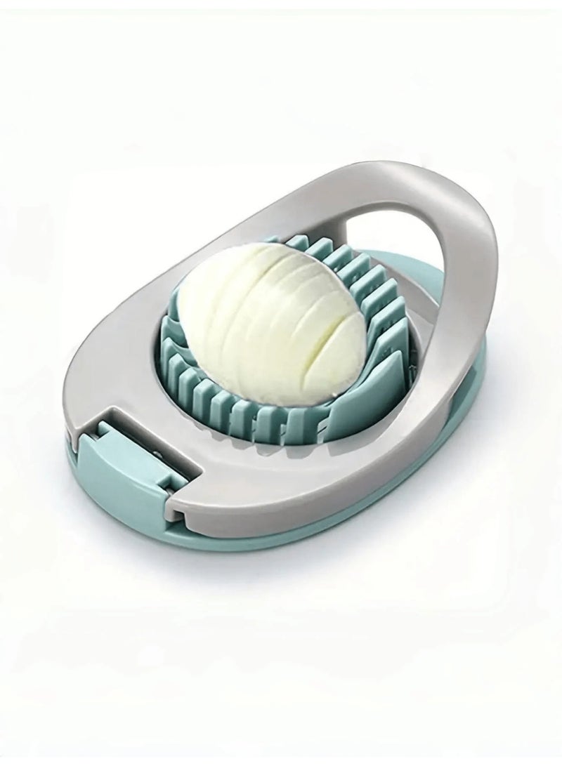 Fasola Egg Slicer, Stainless Steel Wire Egg Cutter for Hard Boiled Eggs and Soft Fruits, Compact Kitchen Tool with Ergonomic Handle (Gray-Green) - Image 5