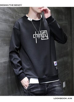 NIBEMINENT Men's Fashion Loose Long-Sleeved Sweater Round Neck  - Image 2