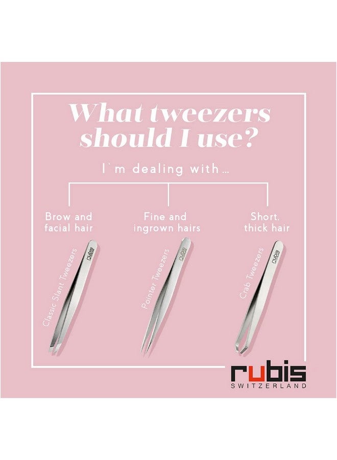 Rubis Ubis Classic Stainless Steel Slanted Tweezers For Precise Eyebrows And Hair Removal 1K109 Made In Switzerland Blue - Image 5
