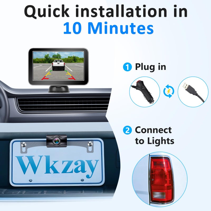 Wkzay Wireless Backup Camera for Trucks - 7 Inch Monitor, HD 1080P Backup Camera for Pickups Trucks, Color Night Vision, 2 Channels, IP69 Waterproof - Easy Install for Towing & Parking - Image 3