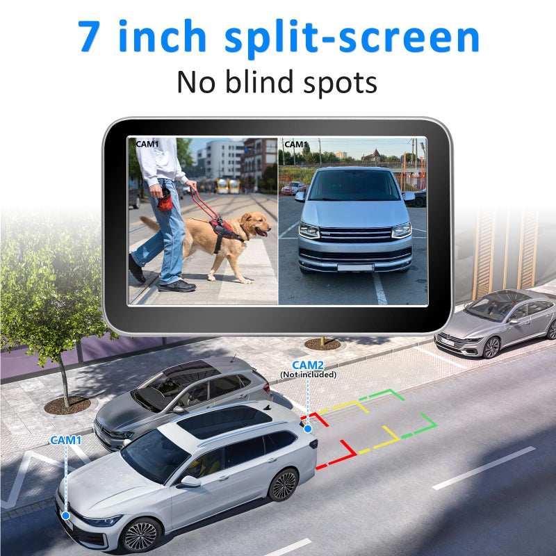 Wkzay Wireless Backup Camera for Trucks - 7 Inch Monitor, HD 1080P Backup Camera for Pickups Trucks, Color Night Vision, 2 Channels, IP69 Waterproof - Easy Install for Towing & Parking - Image 2