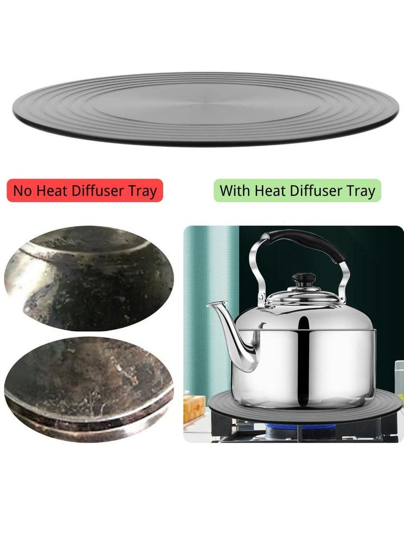 Excefore - Heat Diffuser for Gas Stovetop, Pot Cookware Protection, Stove Diffuser,  Fast Defrosting Round Tray, Multifunctional Thawing Conducting Simmer Plate(24cm with Clip) - Image 1