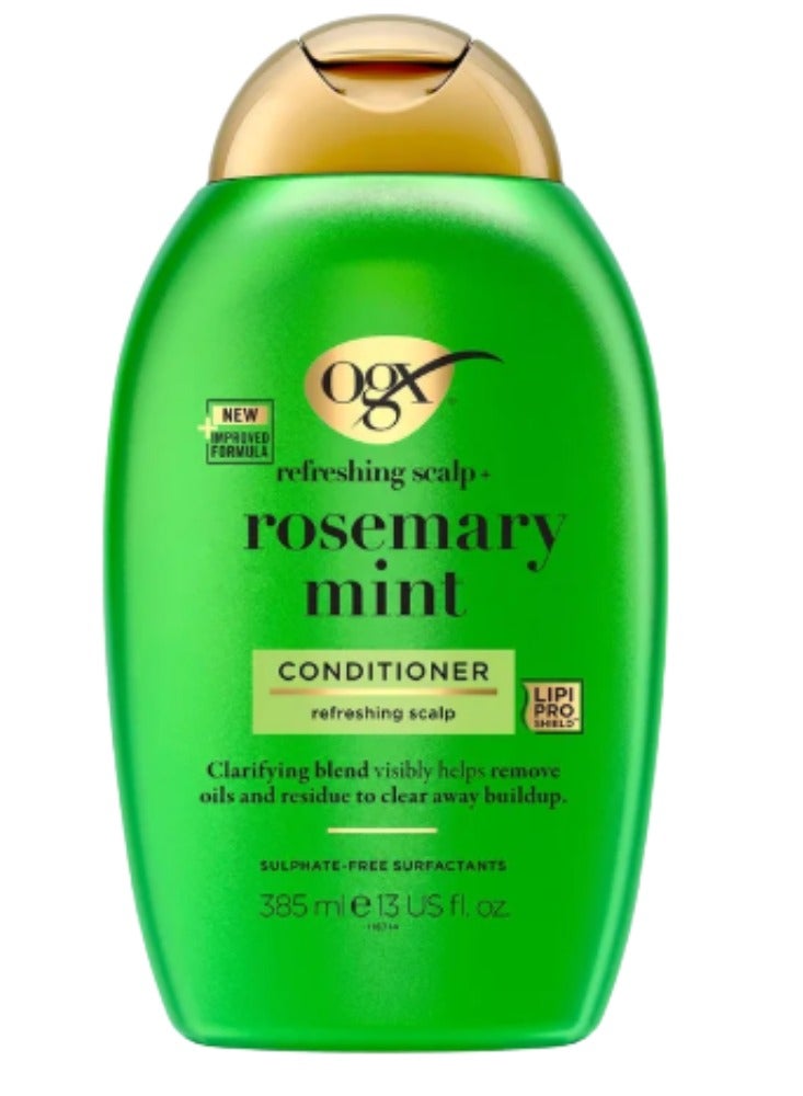OGX Clarifying Strength + Rosemary Mint Hair Conditioner Invigorating Rosemary & Peppermint Oil | Removes Buildup & Oil | LipiPro Shield™ Tech | Sulfate-Free | 385ml