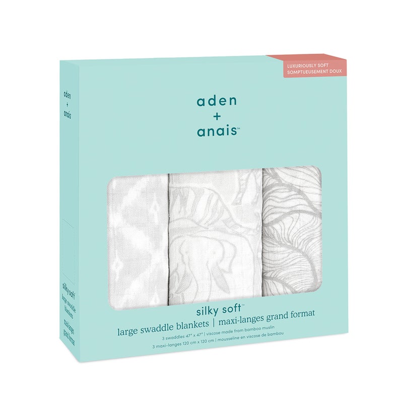 aden + anais Silky Soft Swaddle Blanket, Boutique Muslin Blankets for Girls & Boys, Baby Receiving Swaddles, Ideal Newborn & Infant Swaddling Set, Perfect Shower Gifts, 3 Pack, Culture Club - Image 3