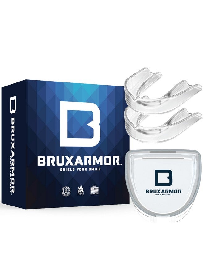 CUSTMBITE BruxArmor Nightguard - Bruxism Mouth Guard for Bruxism Relief and Grinding Relief, Professional Custom Fit Brux Night Guard, 2 Pack (Clear) - Image 1