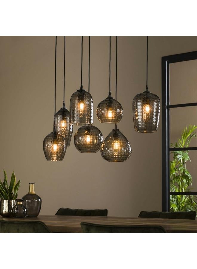 لوفت مصباح معلق معاصر 4+3 مزيج سداسي زجاج دخاني-7080 - Image 1