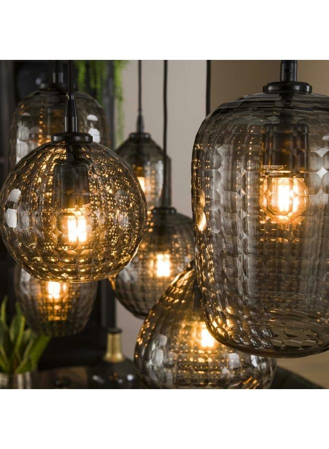 لوفت مصباح معلق معاصر 4+3 مزيج سداسي زجاج دخاني-7080 - Image 4