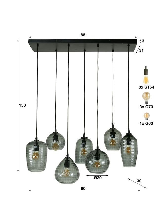 لوفت مصباح معلق معاصر 4+3 مزيج سداسي زجاج دخاني-7080 - Image 5