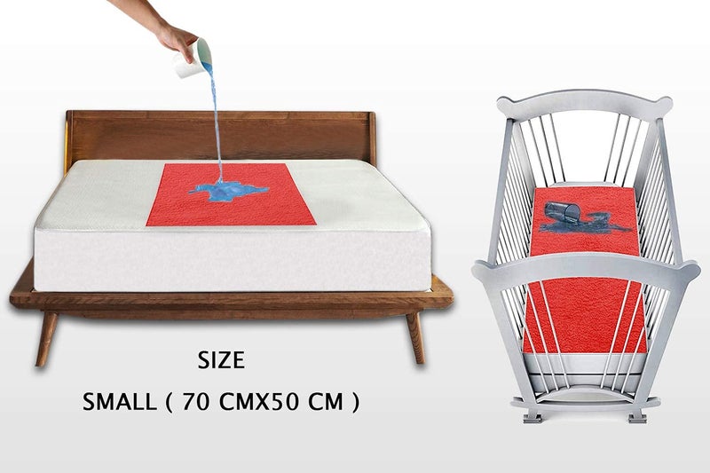 Trance Quick Dry - Soft Bed Protector Waterproof Baby Cot Sheet - (Small-70x50 cm,Coral) - Image 2