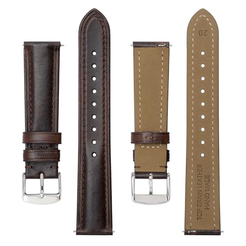 BISONSTRAP Retro Leather Watch Straps for Men, Oil Waxed Calfskin Replacement Band, Quick Release, 19mm, Coffee Brown (Silver Buckle) - Image 3