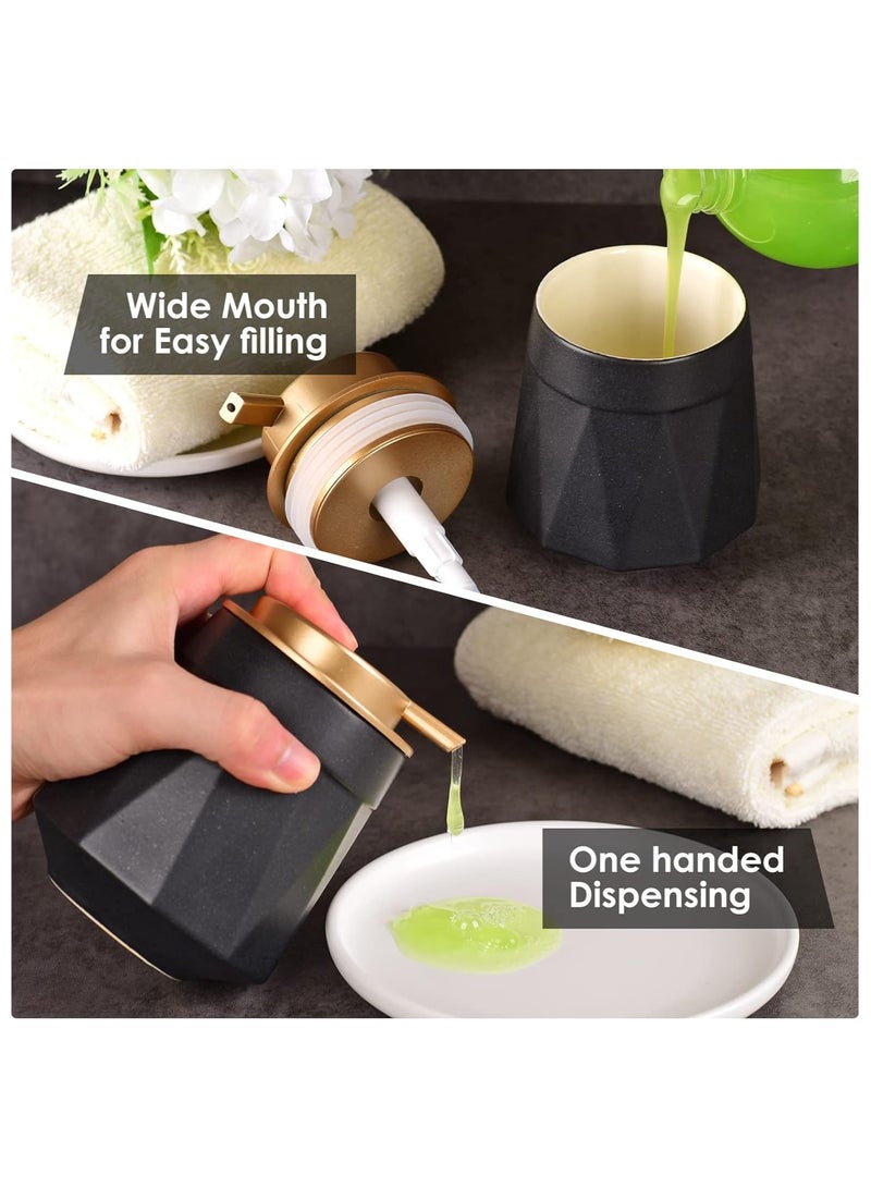 سيوسي موزع غسول الجسم، موزع صابون أسود غير لامع، موزع صابون سيراميكي عصري، موزع مضخة يدوية لوشن الحمام، موزع سائل غسيل الأطباق القابل لإعادة التعبئة للمطبخ، موزع غسيل اليدين 10 أونصة/300 مل - Image 4