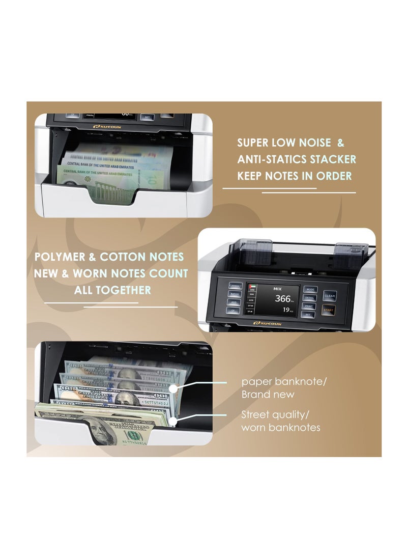 NUCOUN - NUCOUN VC-7 Bank Grade Money Counter Machine Multi Currency Mixed Denomination Cash Counter Value Counter, Serial Number Reading, 2CIS/UV/IR/MG/MT Counterfeit Detection - Image 1