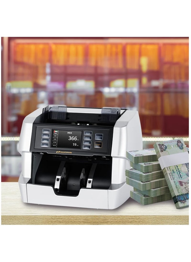 NUCOUN - NUCOUN VC-7 Bank Grade Money Counter Machine Multi Currency Mixed Denomination Cash Counter Value Counter, Serial Number Reading, 2CIS/UV/IR/MG/MT Counterfeit Detection - Image 1