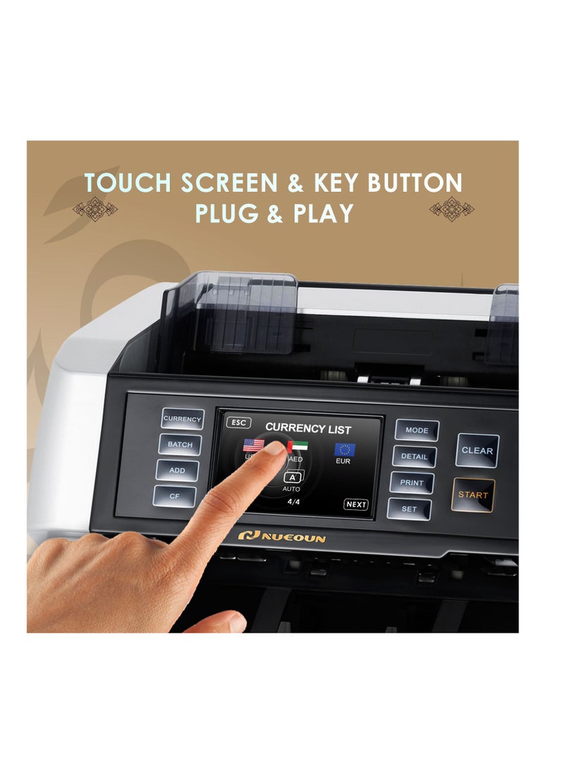 NUCOUN - NUCOUN VC-7 Bank Grade Money Counter Machine Multi Currency Mixed Denomination Cash Counter Value Counter, Serial Number Reading, 2CIS/UV/IR/MG/MT Counterfeit Detection - Image 1