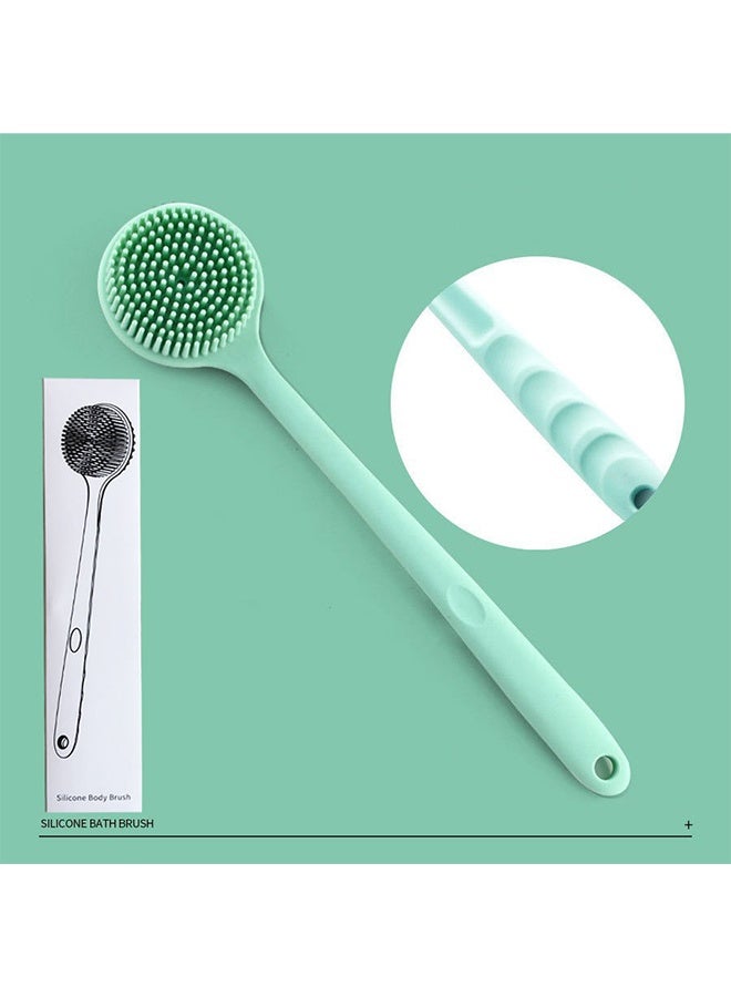 فرشاة سيليكون لفرك الجسم من السيليكون لفرك الظهر بمقبض طويل أخضر - Image 1