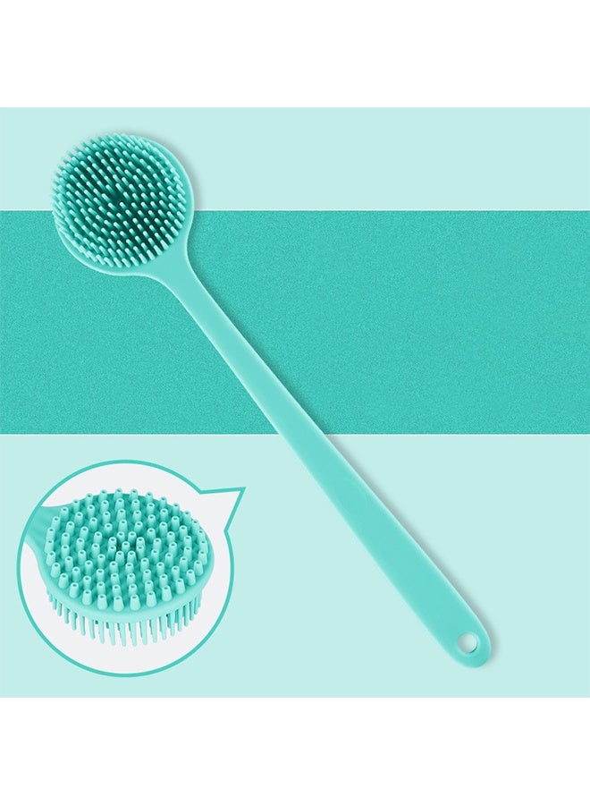 فرشاة سيليكون لفرك الجسم من السيليكون لفرك الظهر بمقبض طويل أخضر - Image 4