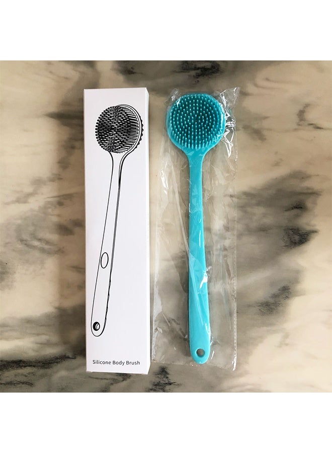 فرشاة سيليكون لفرك الجسم من السيليكون لفرك الظهر بمقبض طويل أخضر - Image 3