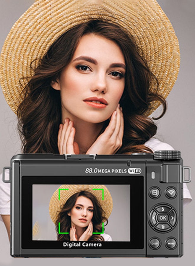 Generic Digital Camera 8K 88MP 18x Zoom Autofocus, Wide Angle & Macro Lens, 128GB Card, 2 Batteries, 3 Inch Flip Screen WiFi Travel Camera with Multiple Filters & Fill Light - Image 4