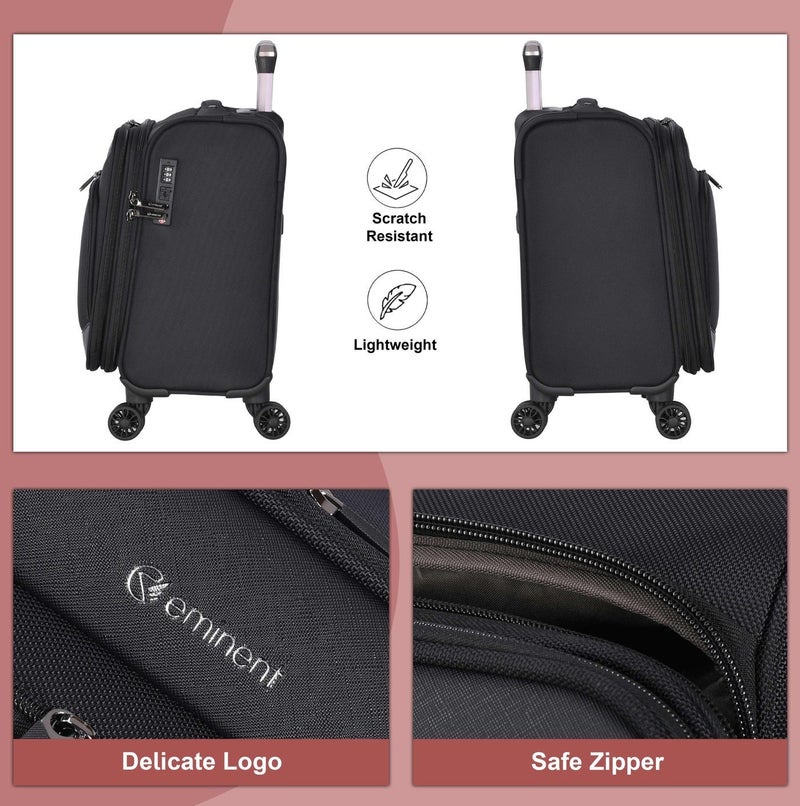 eminent Unisex Pilot Case 360-degree 4 Double Spinner Wheel Laptop Trolley with Built-In TSA Lock and Safe Zipper, S361T-SZ-17, Black - Image 5