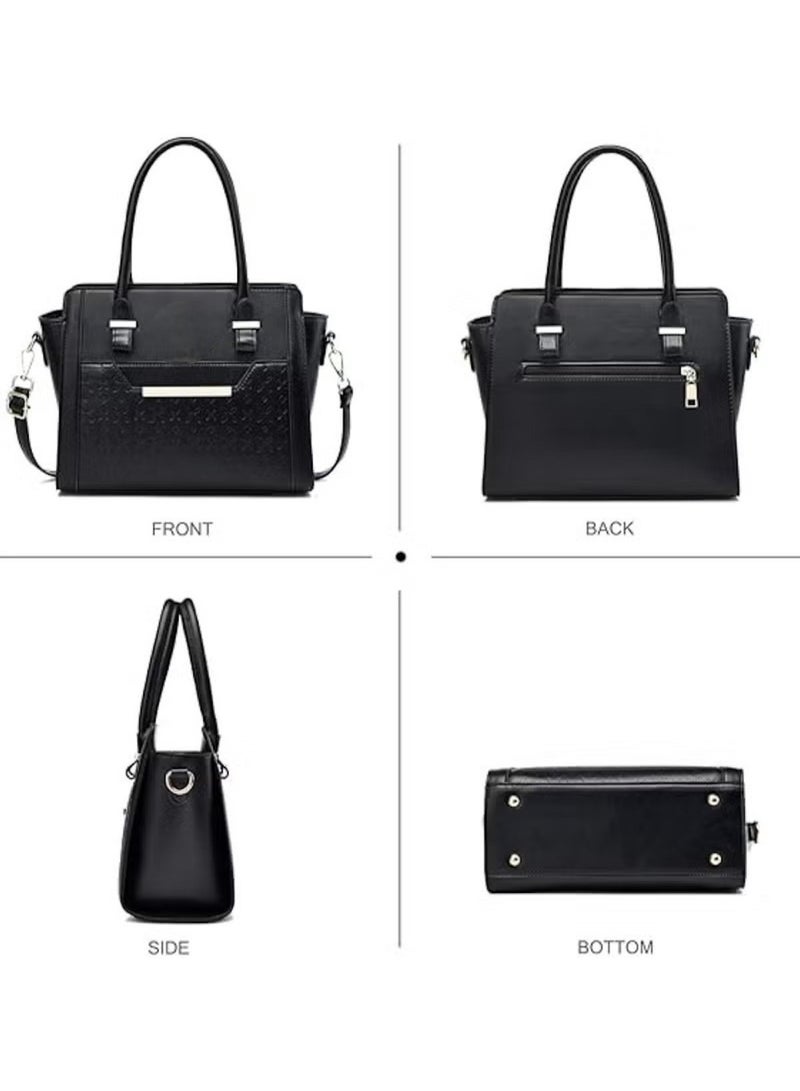 Huitich Crocodile Pattern Leather Two-Piece Women’s Messenger Bag – Black (27×13×21 cm) - Image 4
