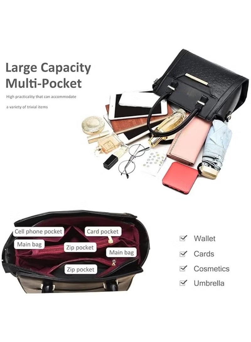 Huitich Crocodile Pattern Leather Two-Piece Women’s Messenger Bag – Black (27×13×21 cm) - Image 2