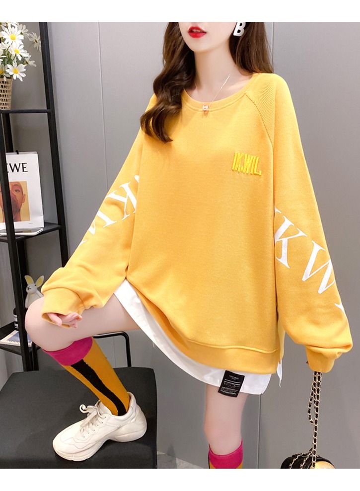 NIBEMINENT Plus size women's mid-length sweater thin top  - Image 1