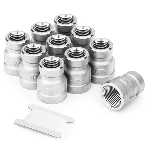 TAISHER 10PCS 304 Stainless Steel Cast Pipe Fitting Reducer Coupling 14 x 18 NPT Female Threaded - Image 1